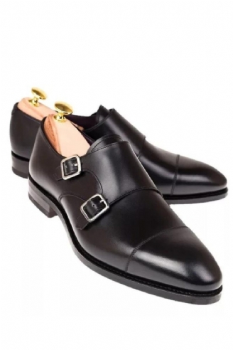 Dobbelt Monk Strap Luksus Mænd Sko Ægte Læder Håndlavet Designer Business Dress Sko Til Original