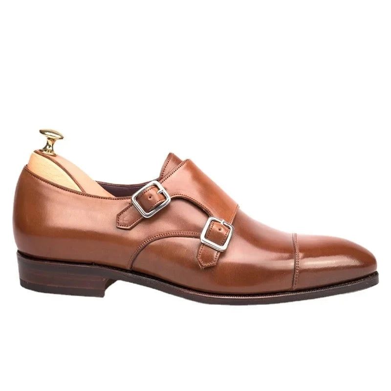 Dobbelt Monk Strap Luksus Mænd Sko Ægte Læder Håndlavet Designer Business Dress Sko Til Original - Sort