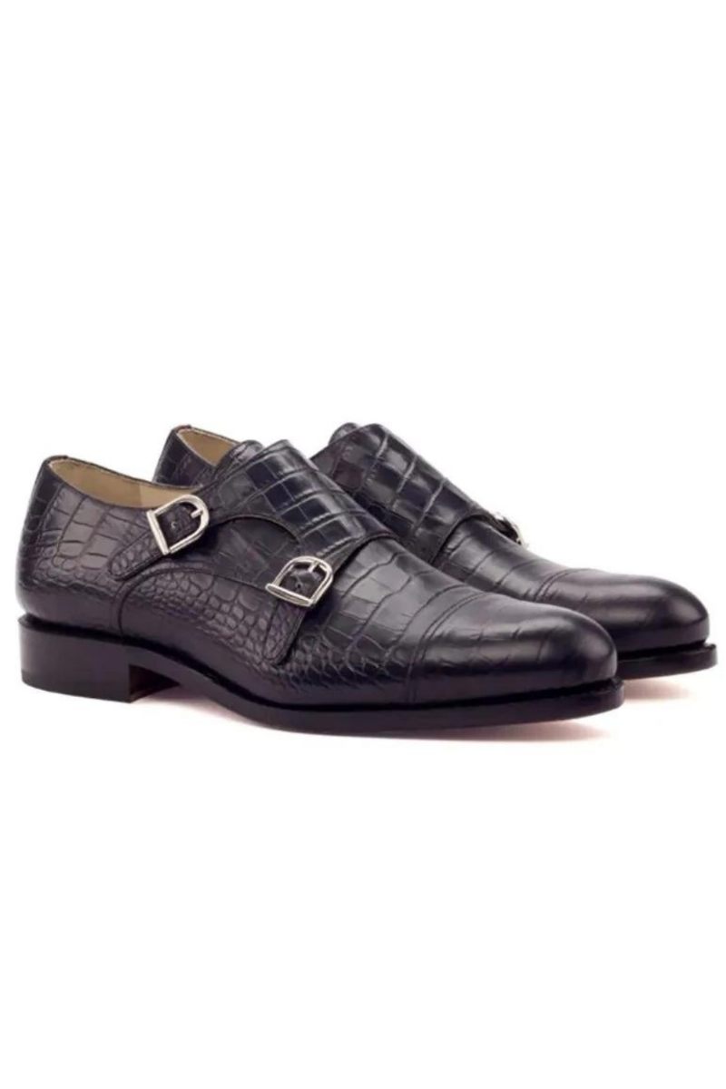 Dobbelt Monk Strap Style Kjole Mænd Sko Kontor Best Man Shoe Designer Håndlavede Ægte Læder Sko Man