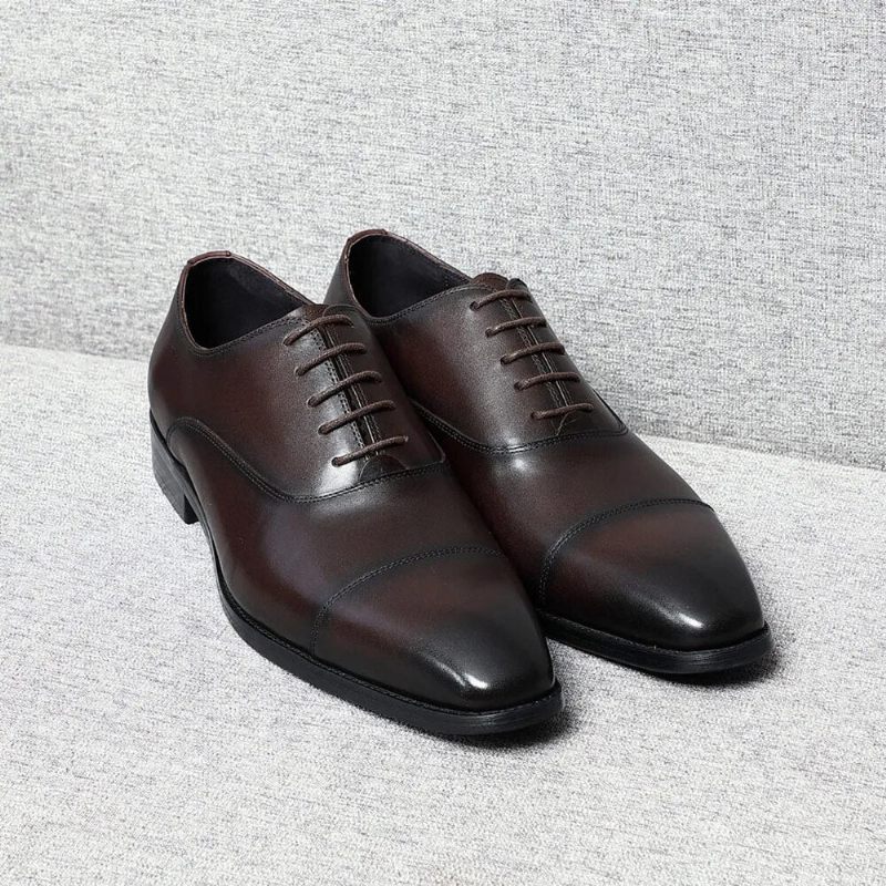 Italiensk Luksus Højkvalitets Elegant Mand Natural Business Formelle Solid Oxfords Sko - Sort