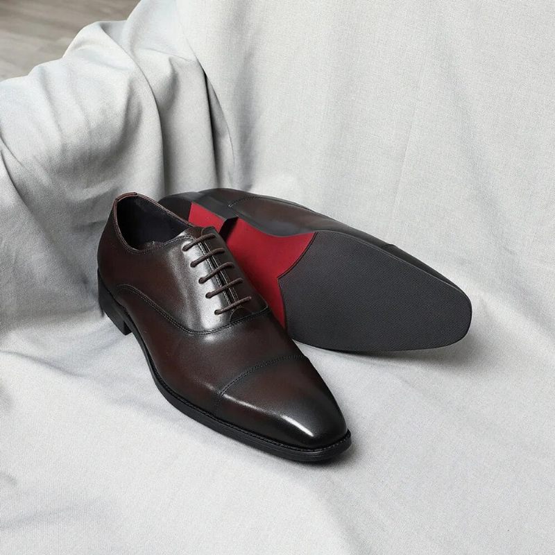 Italiensk Luksus Højkvalitets Elegant Mand Natural Business Formelle Solid Oxfords Sko - Sort