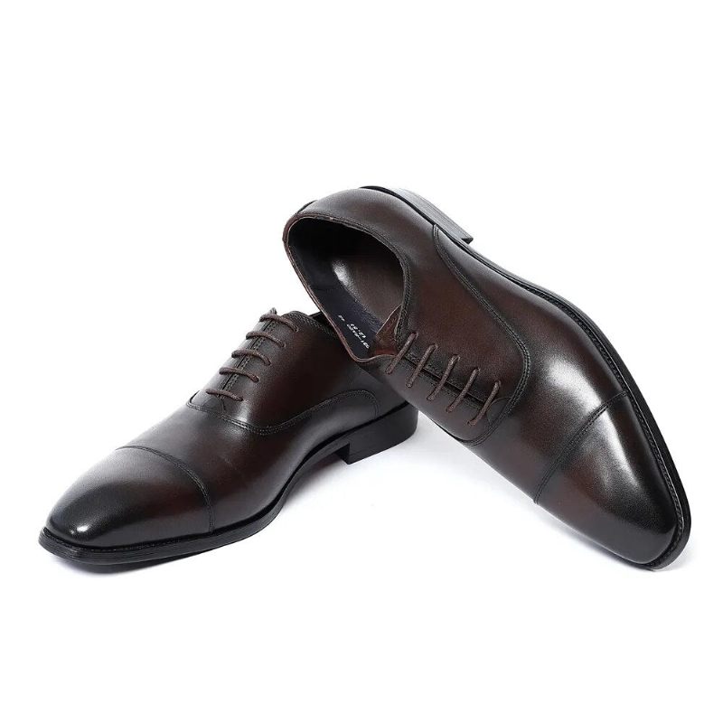 Italiensk Luksus Højkvalitets Elegant Mand Natural Business Formelle Solid Oxfords Sko - Sort