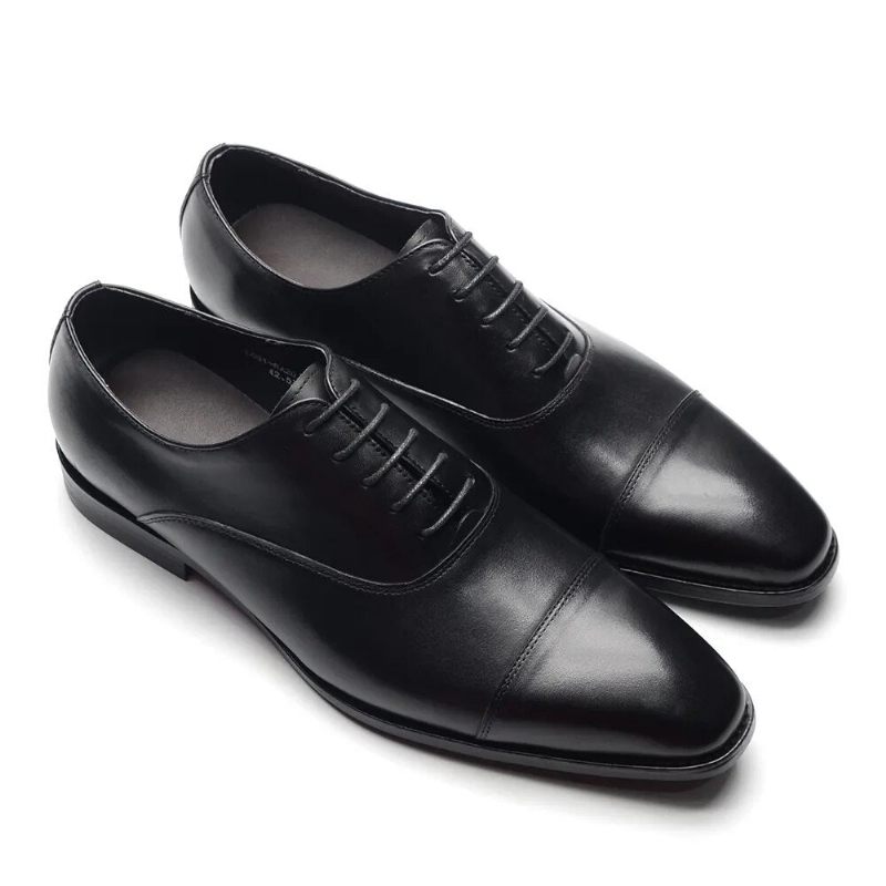 Italiensk Luksus Højkvalitets Elegant Mand Natural Business Formelle Solid Oxfords Sko - Sort