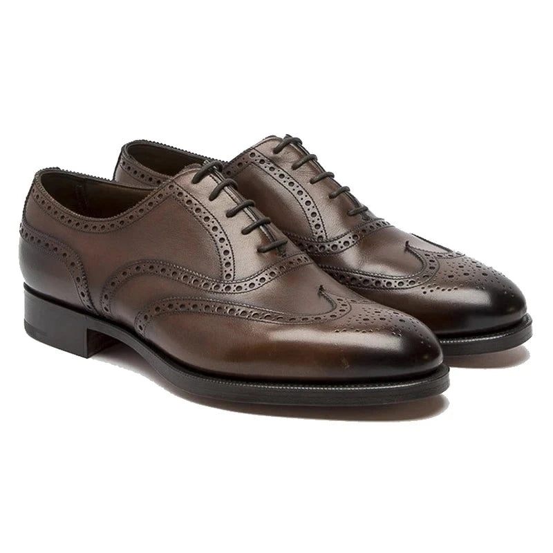 Oxford Brogue Style Brudekjole Formel Bedste Sko Kontor Brudgom Håndlavede Business Designer Man Sko - Brun