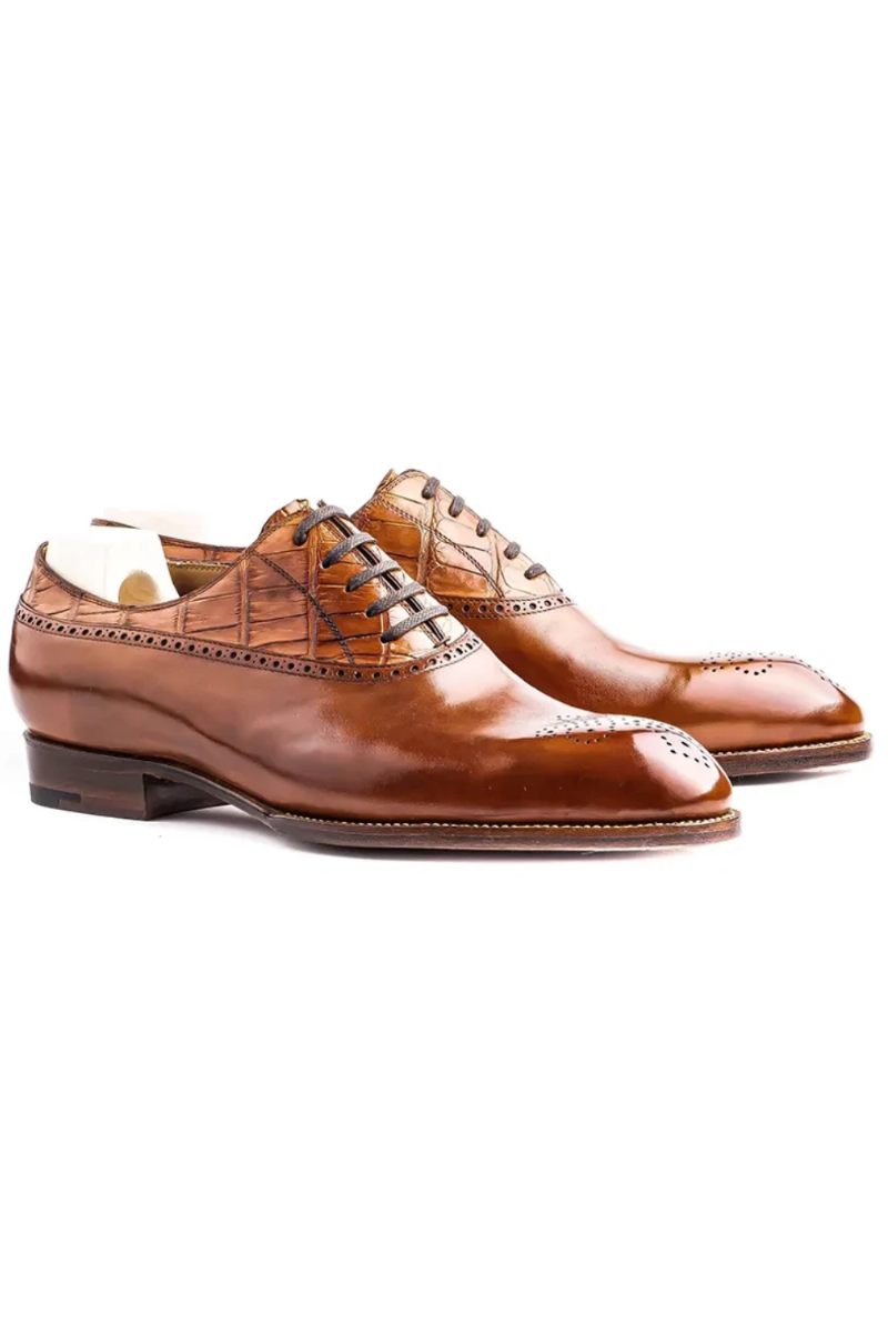 Oxford Dress Brogue Style Man Sko Ægte Læder Sko Bedste Formelle Original Business Designer Sko