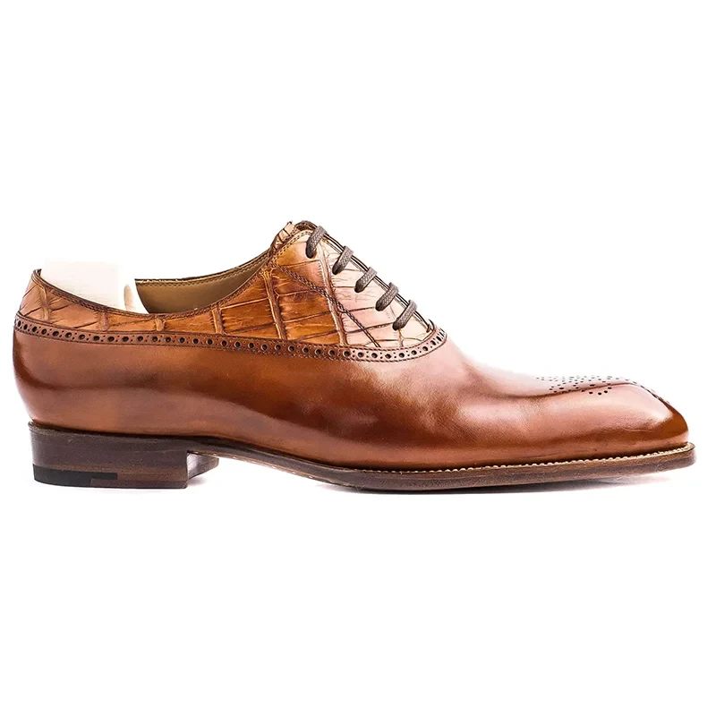 Oxford Dress Brogue Style Man Sko Ægte Læder Sko Bedste Formelle Original Business Designer Sko - Brun