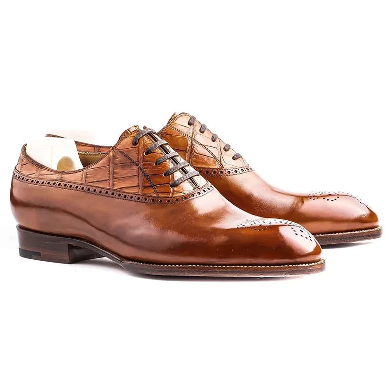 Oxford Dress Brogue Style Man Sko Ægte Læder Sko Bedste Formelle Original Business Designer Sko - Brun