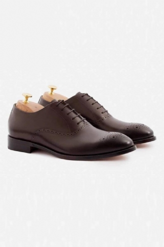 Oxford Style Man Dress Shoes Formelle Solid Business Shoe Designer Bedste Ægte Læder Herresko