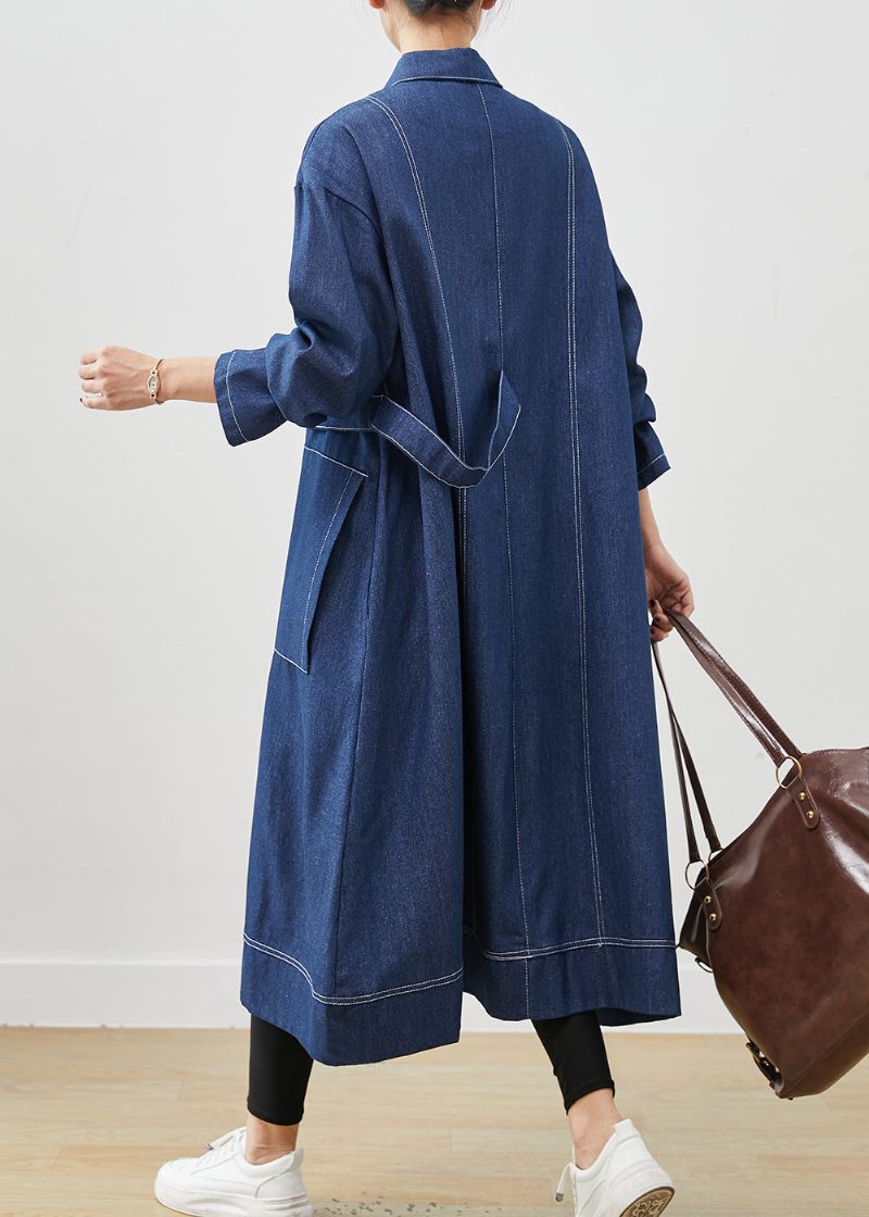 Bohemian Navy Oversized Lommer Denim Coat Spring - Dame trenchcoats