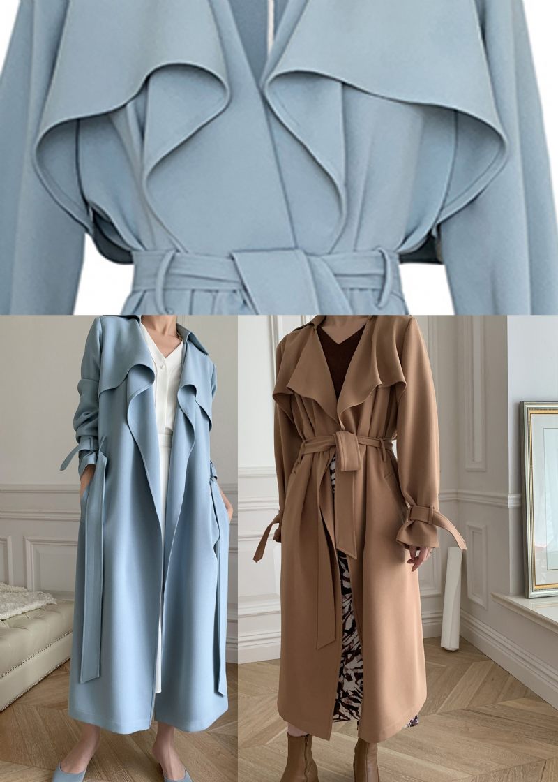 Boutique Blå Peter Pan Kravelommer Trench Coats Langærmet - Blå