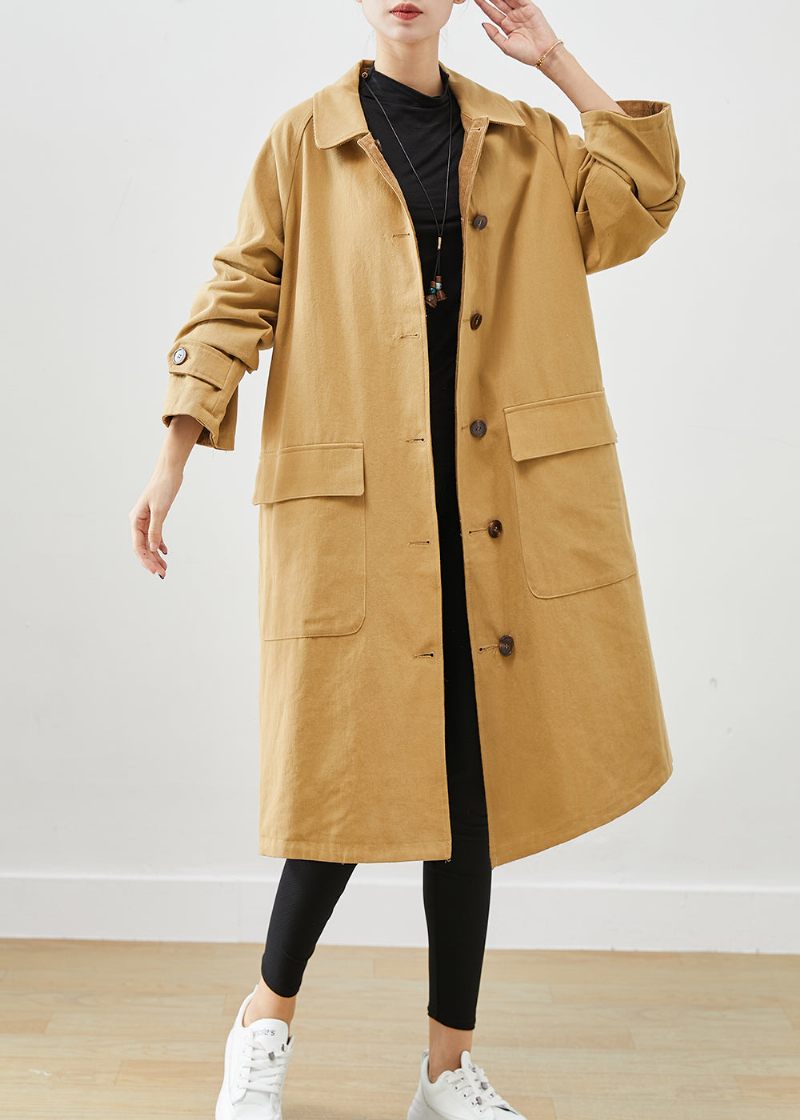 Boutique Coffee Oversized Slid På Begge Sider Corduroy Trench Coat Fall - Dame trenchcoats