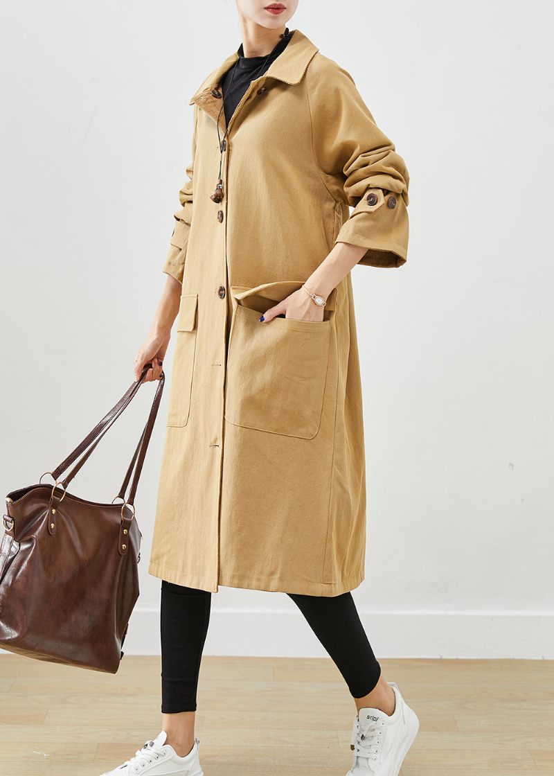 Boutique Coffee Oversized Slid På Begge Sider Corduroy Trench Coat Fall - Dame trenchcoats