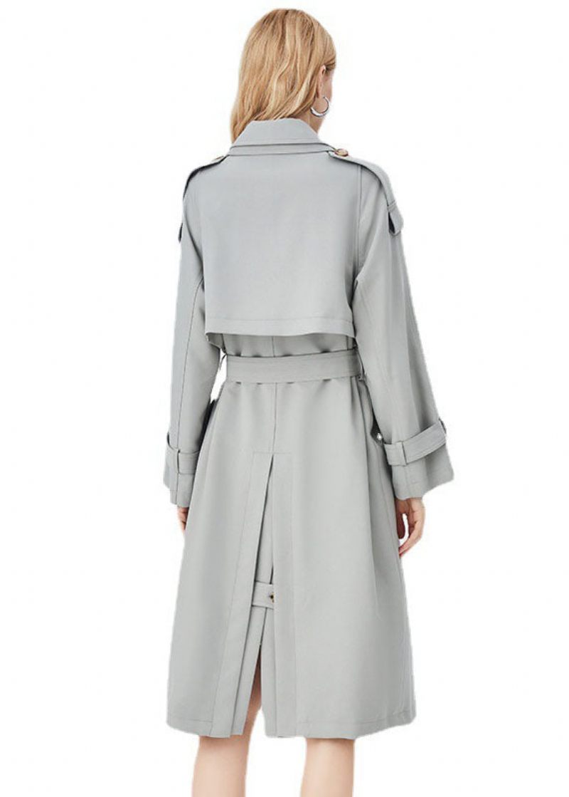 Chic Abrikos Dobbelt-lags Krave Dobbelt Bryst Bomuld Cinch Trench Spring - Abrikos