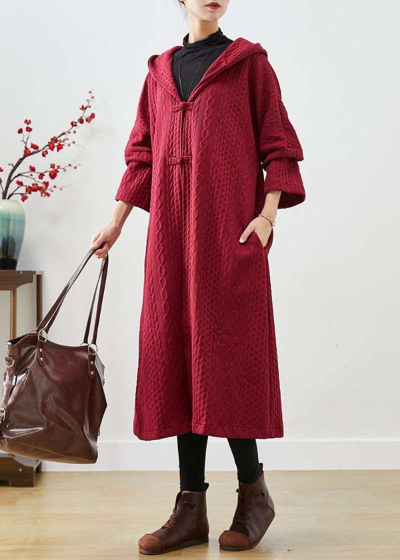 Chic Mulberry Hooded Kinesisk Knap Bomuld Trench Coat Fall - Dame trenchcoats