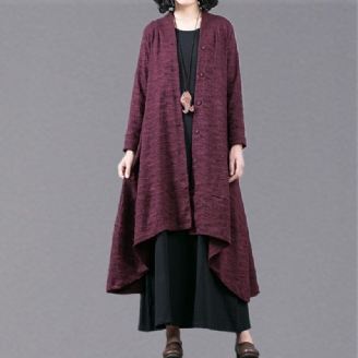 Elegant Lilla Jacquard Maxi Frakke Trendy Plus Size Baggy Stor Søm Asymmetrisk Design Trenchcoat Fin Patchwork