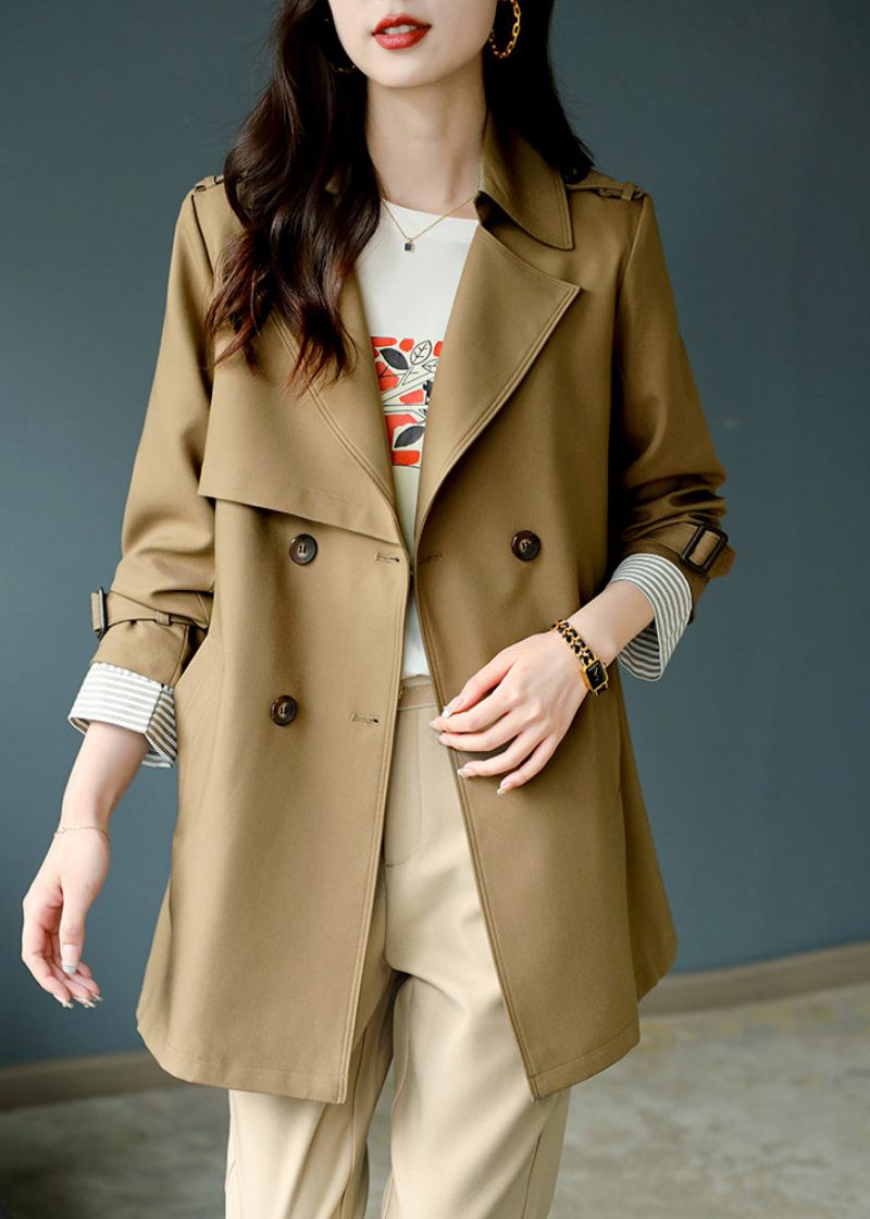 Fashion Khaki Trench Coat Med Indhak I Langærmet - Dame trenchcoats