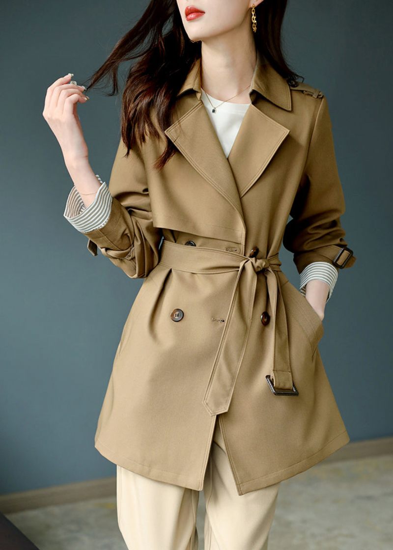 Fashion Khaki Trench Coat Med Indhak I Langærmet - Dame trenchcoats