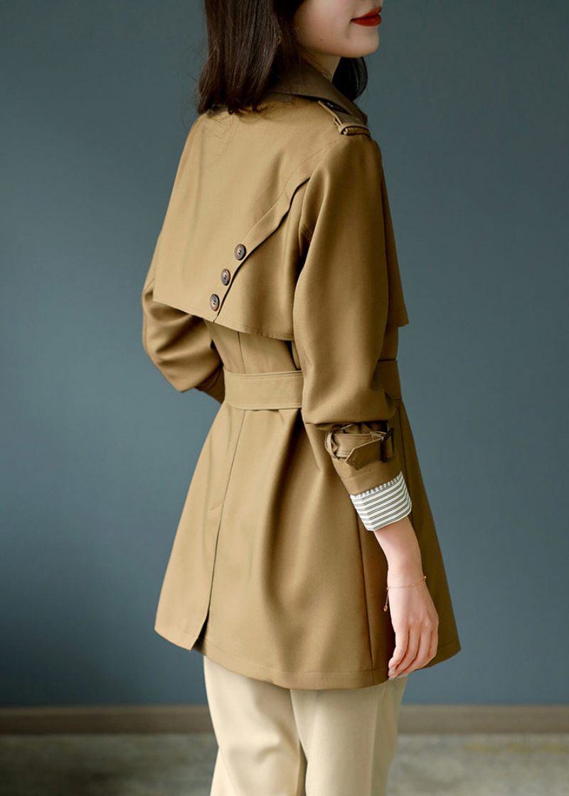 Fashion Khaki Trench Coat Med Indhak I Langærmet - Dame trenchcoats