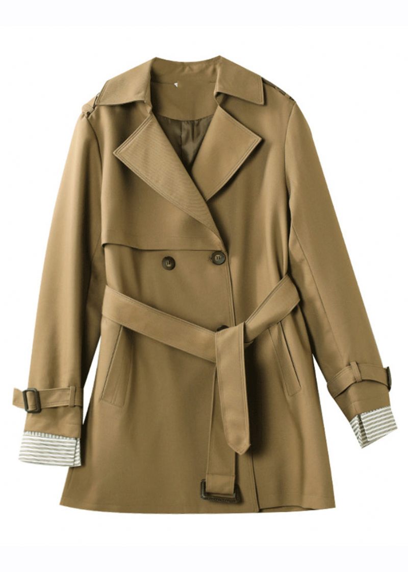 Fashion Khaki Trench Coat Med Indhak I Langærmet - Dame trenchcoats