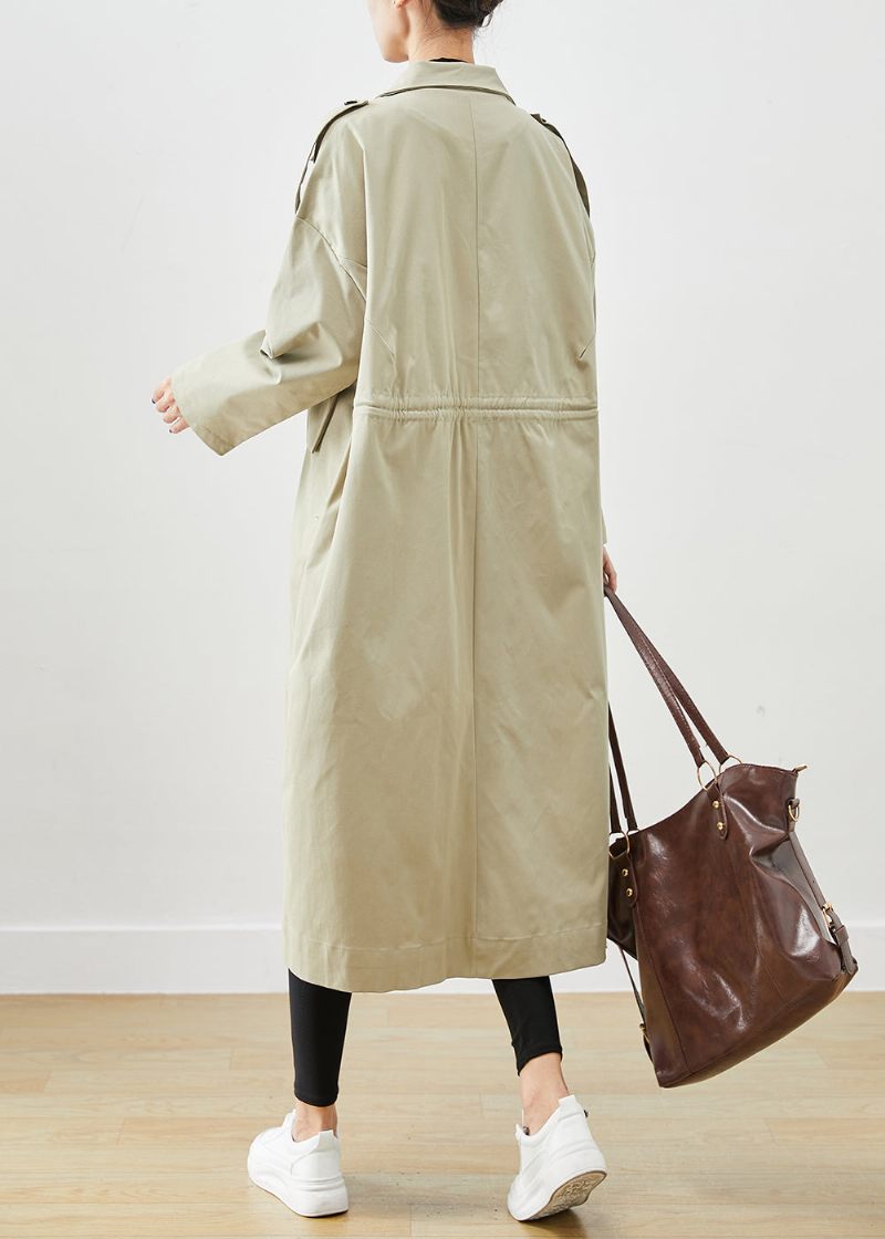 Fransk Beige Oversized Store Lommer Bomuld Frakke Outwear Efterår - Dame trenchcoats