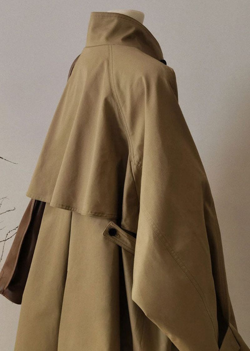 Fransk Khaki Peter Pan Krave Lynlås Patchwork Trench Coats Langærmet - Dame trenchcoats