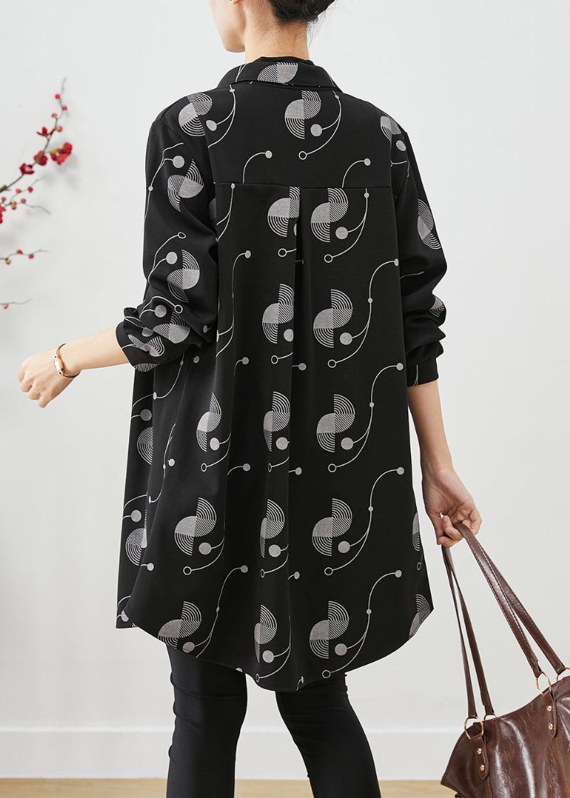 Italiensk Sort Oversized Print Bomuld Trench Fall - Dame trenchcoats