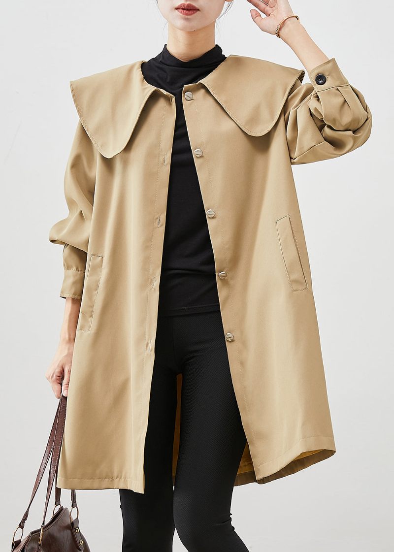 Khaki Oversized Cotton Coat Trench Peter Pan Krave Fall