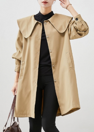 Khaki Oversized Cotton Coat Trench Peter Pan Krave Fall