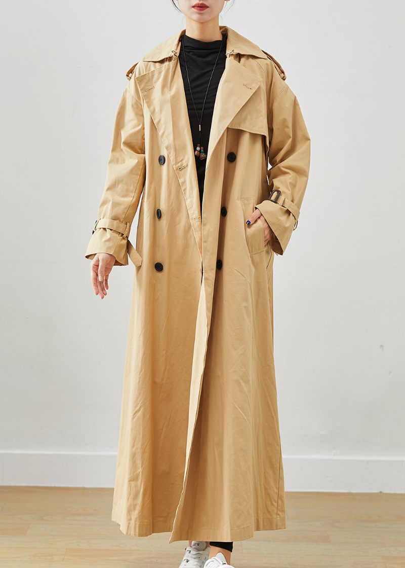 Klassisk Khaki Oversized Double Breast Bomuld Trench Fall - Dame trenchcoats