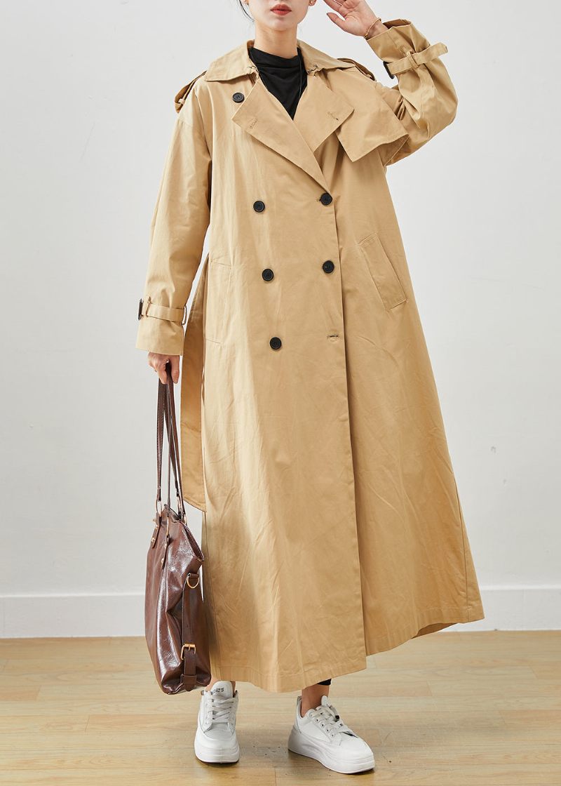 Klassisk Khaki Oversized Double Breast Bomuld Trench Fall - Dame trenchcoats