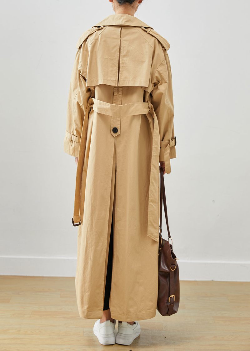 Klassisk Khaki Oversized Double Breast Bomuld Trench Fall - Dame trenchcoats