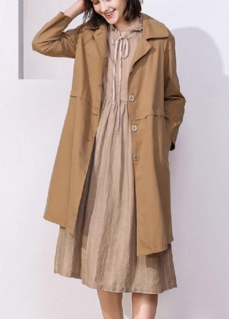 Kvinder Kaki Fin Trenchcoat Inspiration Langærmede Forårsjakker