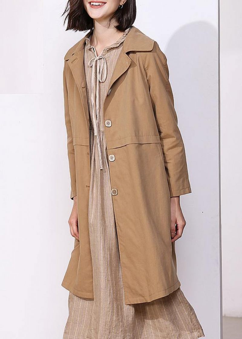 Kvinder Kaki Fin Trenchcoat Inspiration Langærmede Forårsjakker - Dame trenchcoats