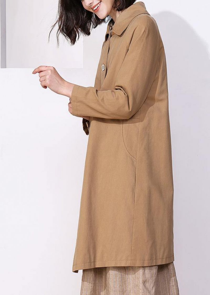 Kvinder Kaki Fin Trenchcoat Inspiration Langærmede Forårsjakker - Dame trenchcoats