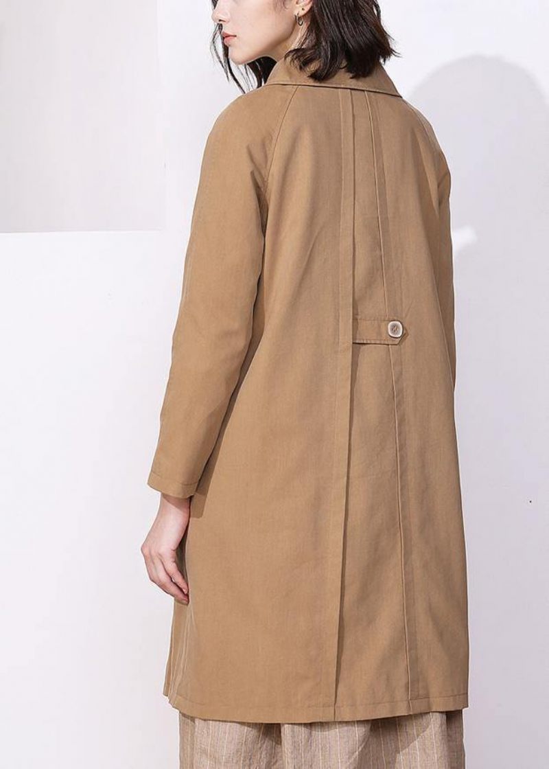 Kvinder Kaki Fin Trenchcoat Inspiration Langærmede Forårsjakker - Dame trenchcoats