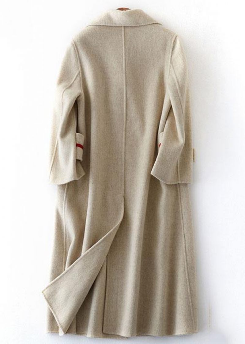 Luksus Nude Uldfrakker Oversize Lang Vinterfrakke Med Dobbelt Bryst - Dame trenchcoats