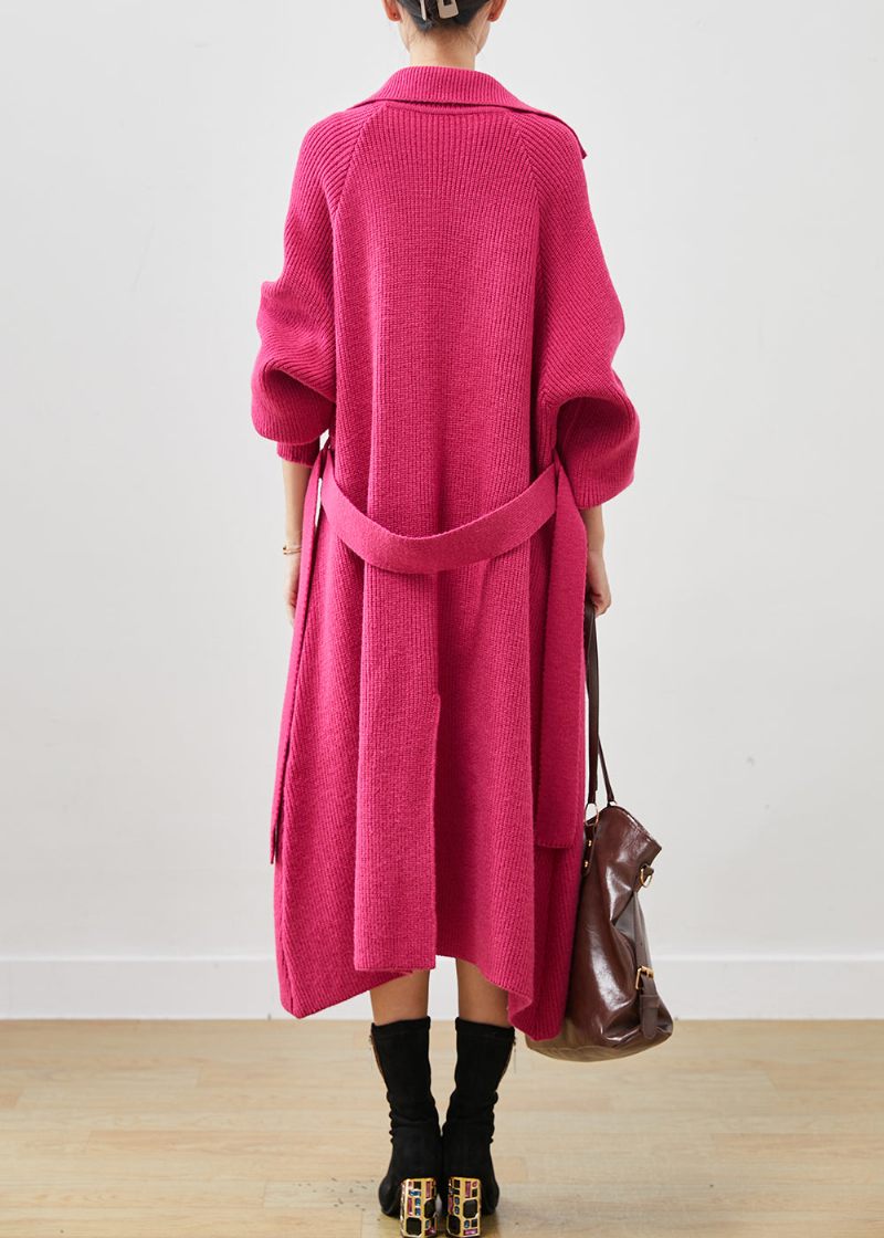 Moderne Rose Oversized Lommer Strik Coat Outwear Spring - Dame trenchcoats