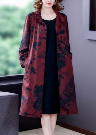 Monteret Mulberry Peter Pan Collar Print Silke Coat Outwear Langærmet