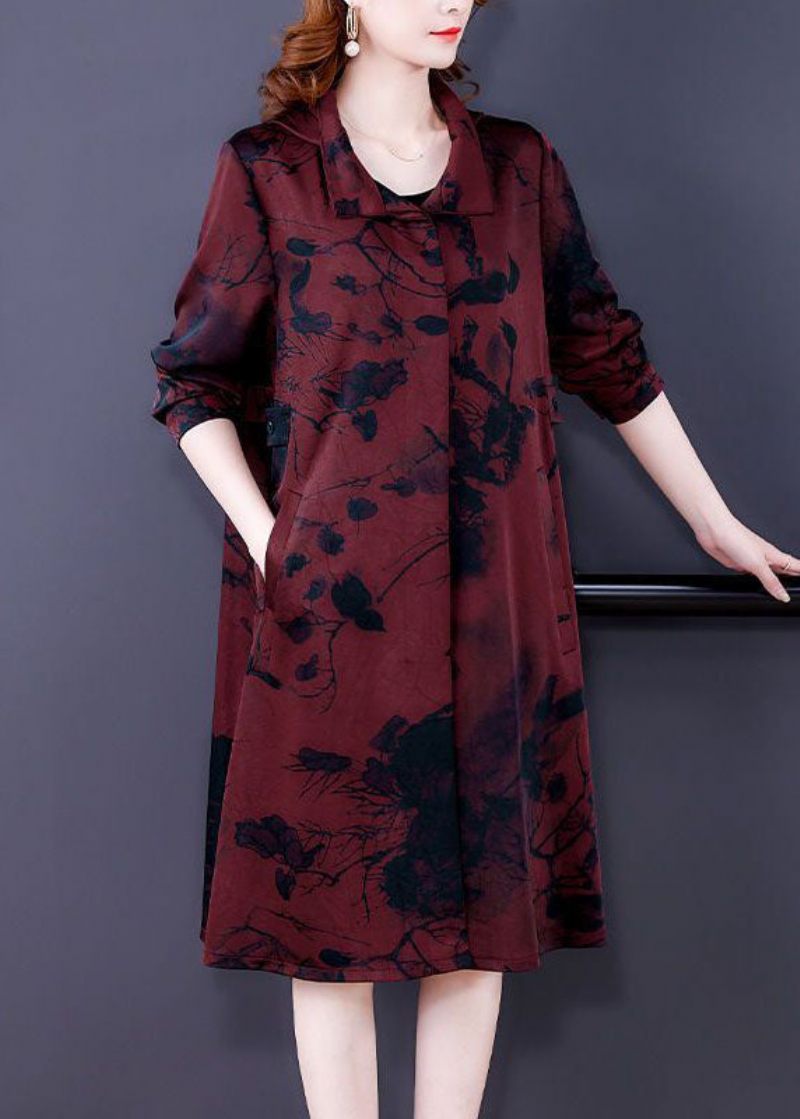 Monteret Mulberry Peter Pan Collar Print Silke Coat Outwear Langærmet - Mulberry