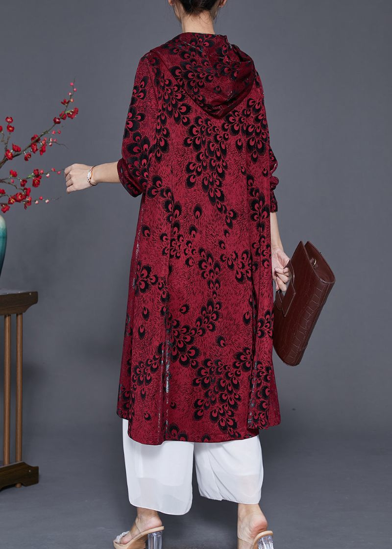 Mulberry Print Spandex Trench Coats Oversized Forår - Dame trenchcoats