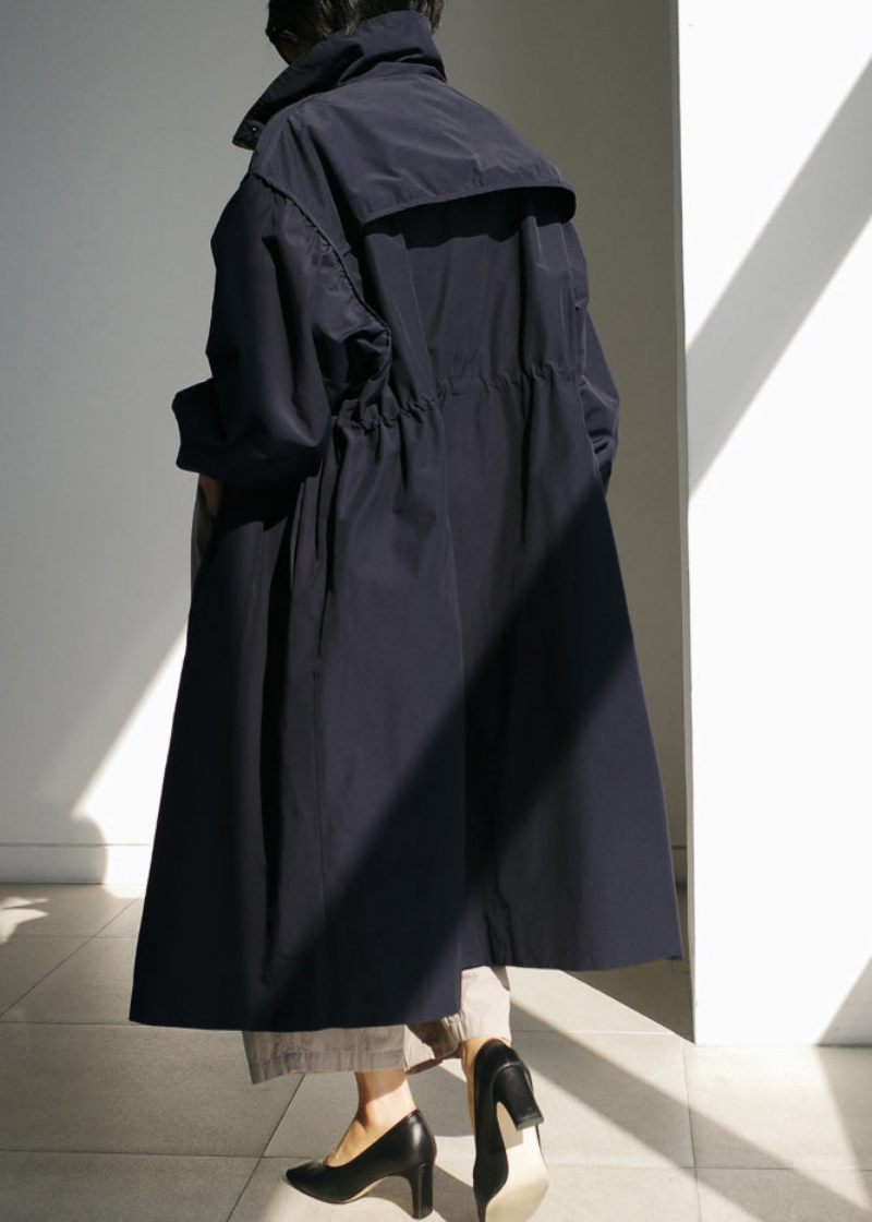 Navy Stand Krave Lynlås Trench Coats Langærmet - Navy