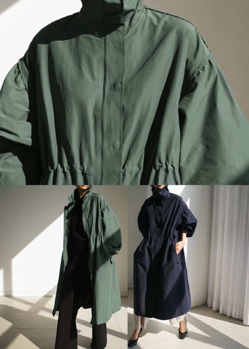 Navy Stand Krave Lynlås Trench Coats Langærmet - Navy