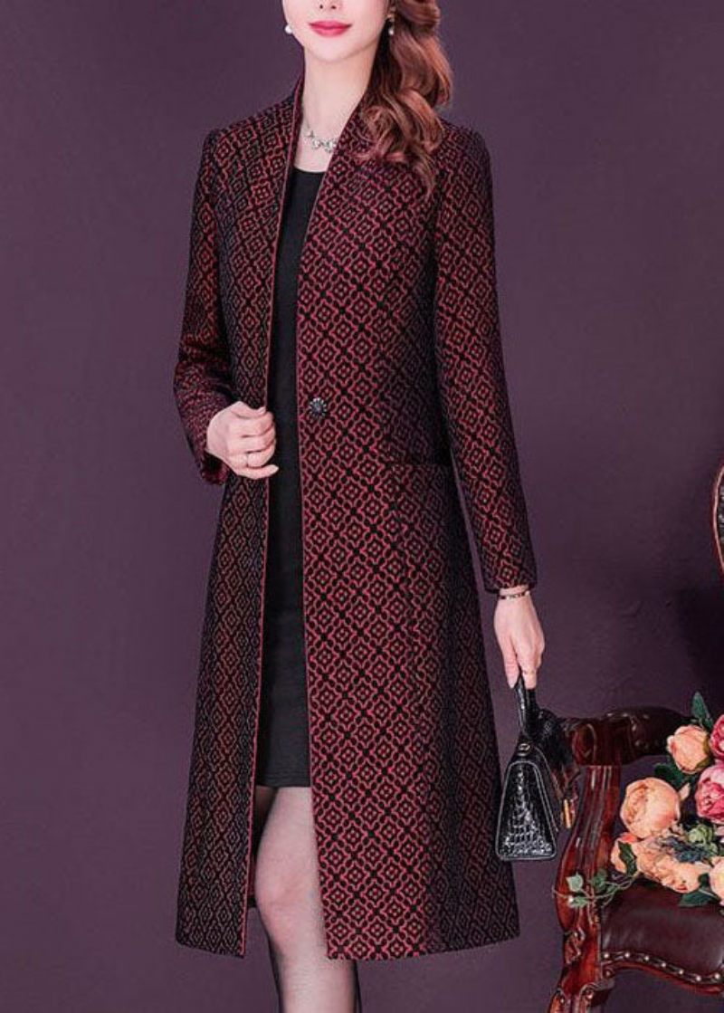 Slim Fit Mulberry Stand Krave Jacquard Spandex Trench Langærmet