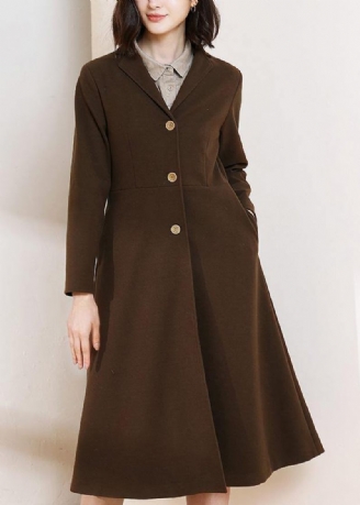 Smuk Chokolade Plus Size Trenchcoat Mønster Stor Søm Forår Damefrakker