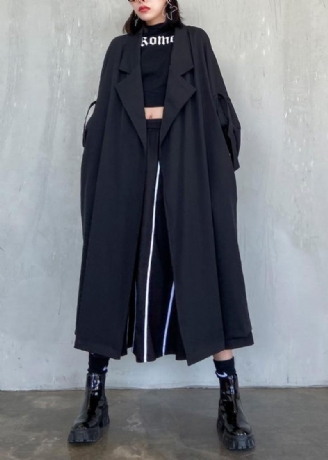 Stil Indhakkede Lommer Fine Lang Frakke Slack Oversized Damefrakker