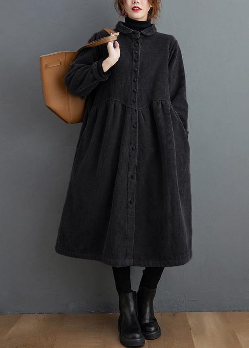 Stil Tyk Cinched Fin Trenchcoat Sorte Overdimensionerede Frakker