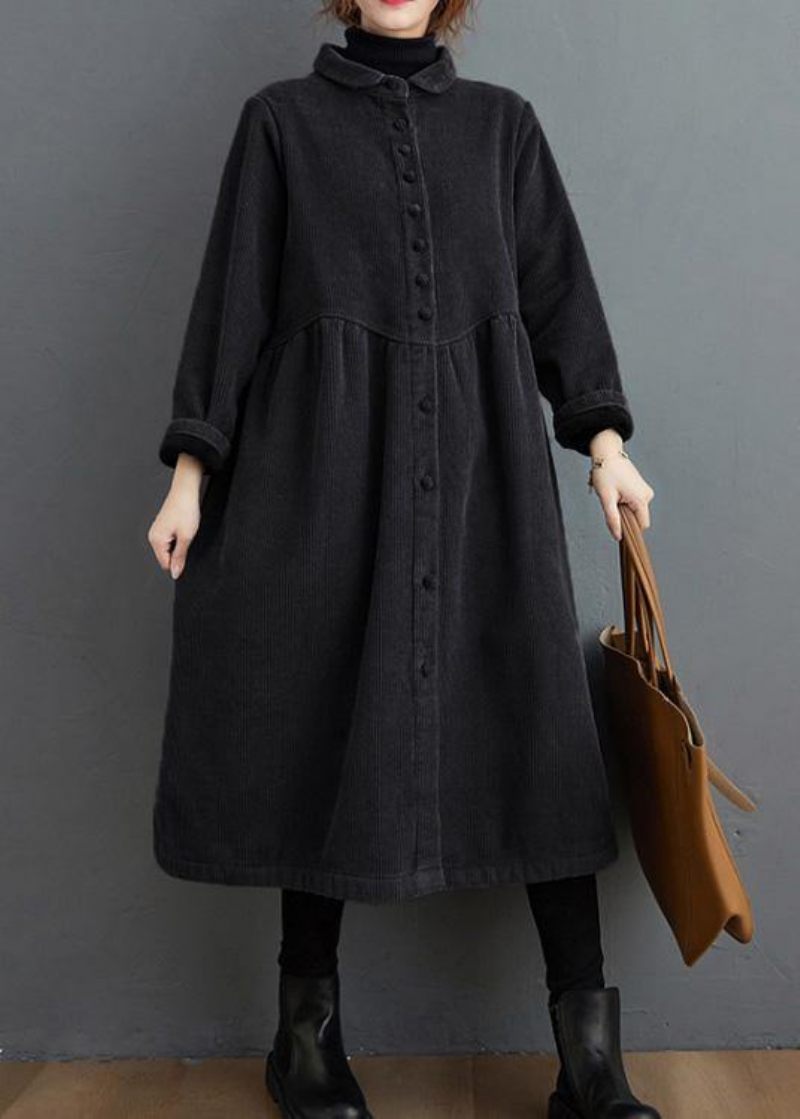 Stil Tyk Cinched Fin Trenchcoat Sorte Overdimensionerede Frakker - Sort