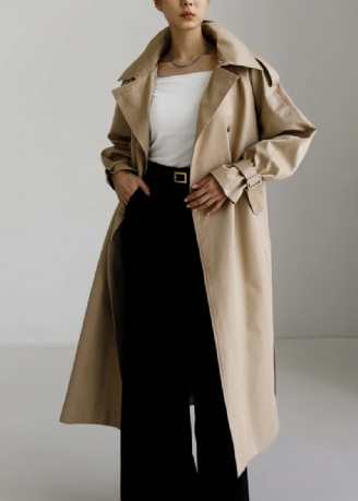 Vogue Khaki Peter Pan Krave Knaplommer Bomuld Trench Coats Langærmede