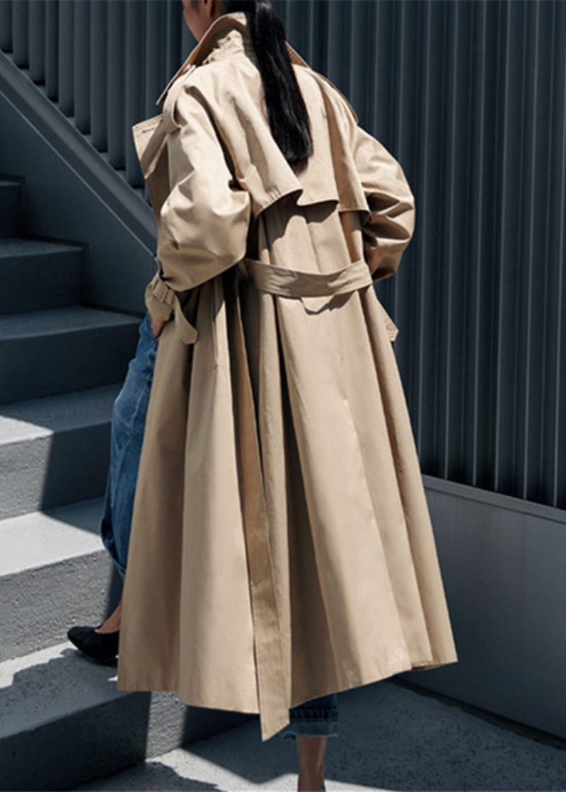 Vogue Khaki Peter Pan Krave Knaplommer Bomuld Trench Coats Langærmede - Khaki