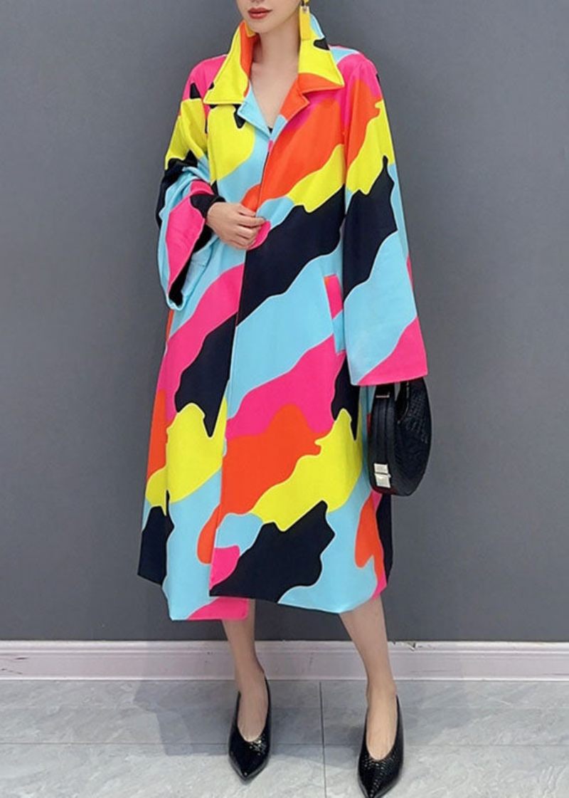 Vogue Rainbow Square Collar Button Trench Coats Fall - Dame trenchcoats